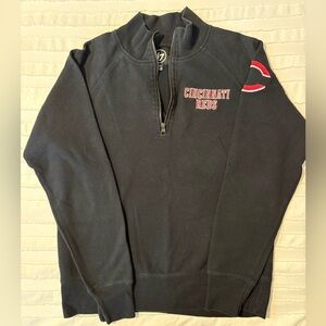 47 Brand Cincinnati Reds Black Zip-Up Sweater